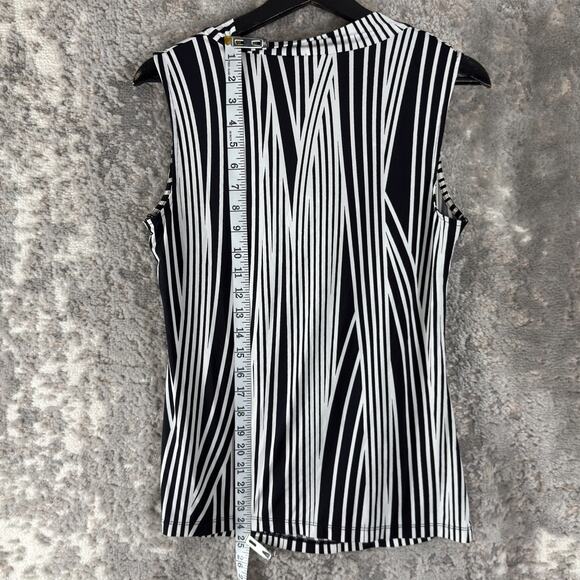 Worthington Sz M Striped Scoop Neck Top White Black Sleeveless Pullover Stretch - Picture 2 of 6